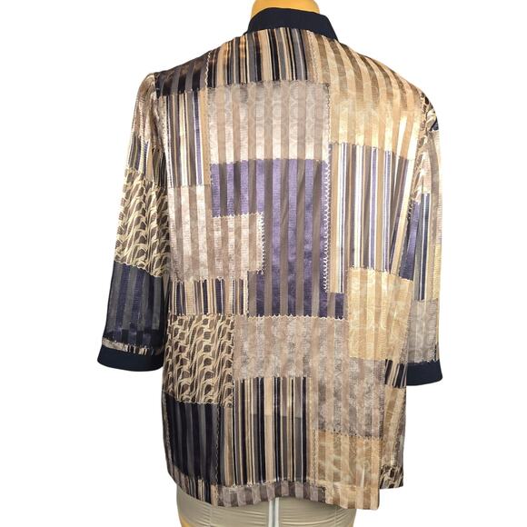 R&M Richards Womens Size 18 Twofer Blouse Patchwork Artsy Classic Glam Metallic - Picture 5 of 11